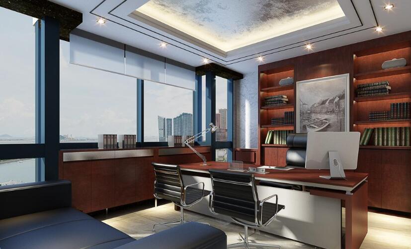 Decoration effect drawing of Chinese style boss office